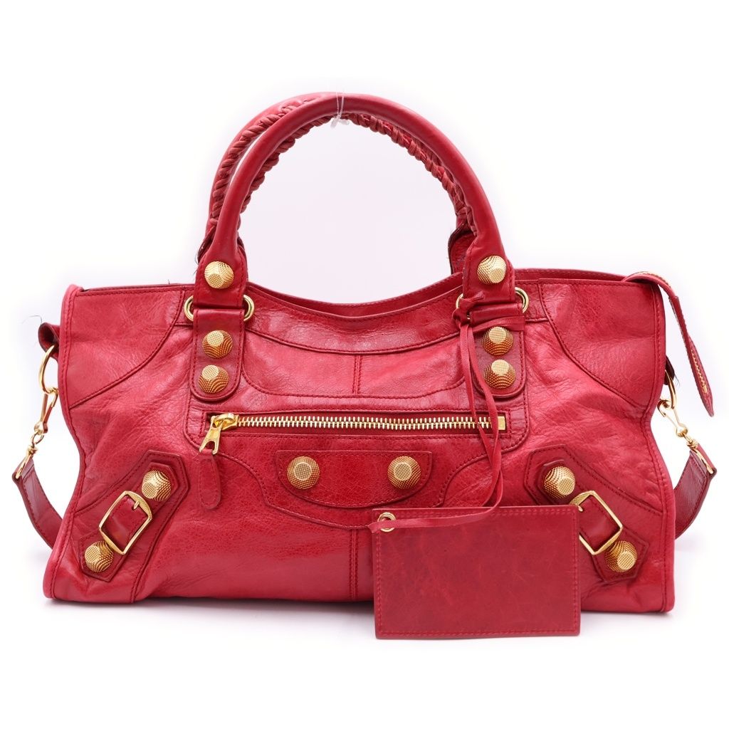 Balenciaga the Giant Part Time 2-Way Shoulder Bag Pink Red Leather Gold