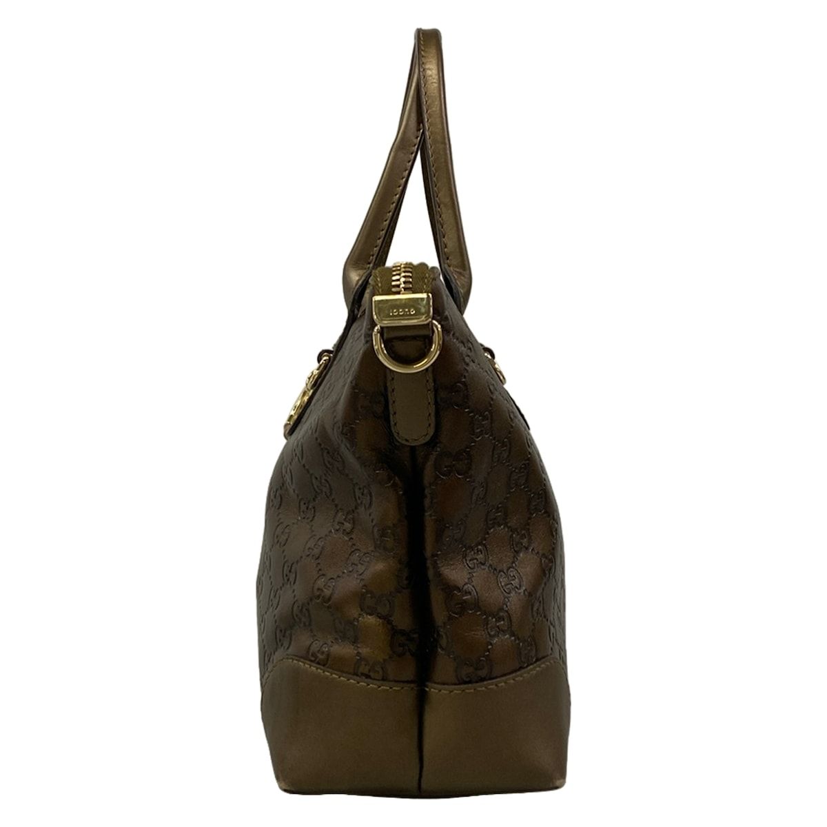 Gucci Handbag Heart Bit Guccissima Line Dark Brown Blanc Leather — view 4