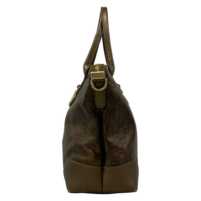 Gucci Handbag Heart Bit Guccissima Line Dark Brown Blanc Leather — view 4