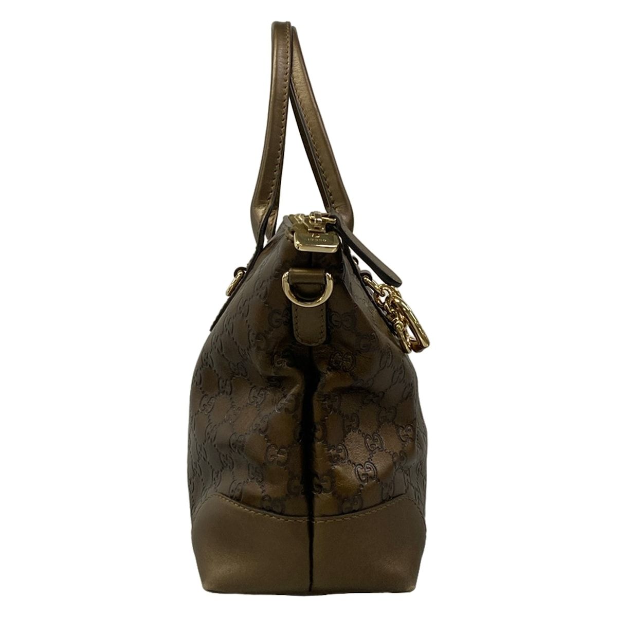 Gucci Handbag Heart Bit Guccissima Line Dark Brown Blanc Leather — view 2
