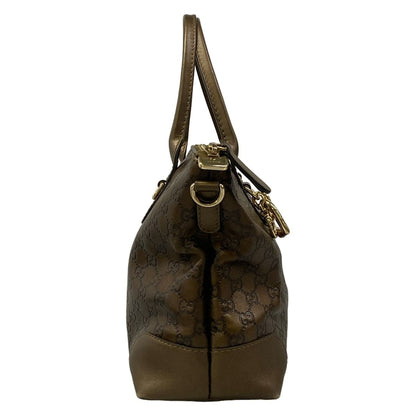Gucci Handbag Heart Bit Guccissima Line Dark Brown Blanc Leather — view 2