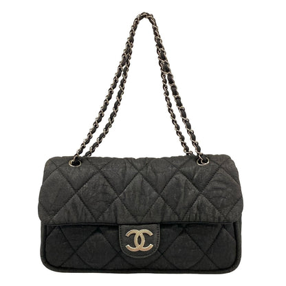 Chanel Shoulder Bag Quilted Black Chain Silver
