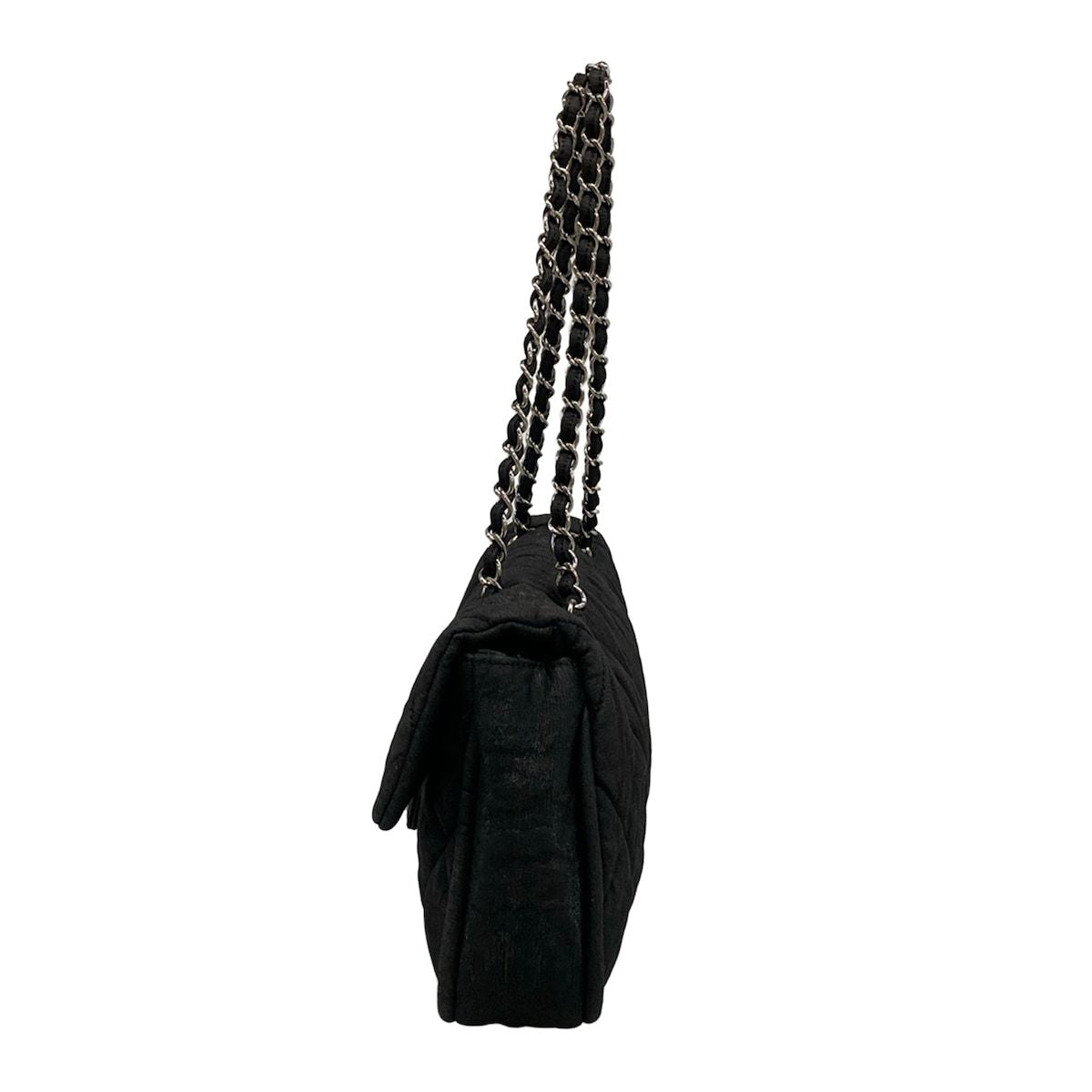 Chanel Shoulder Bag Quilted Black Chain Silver — view 4