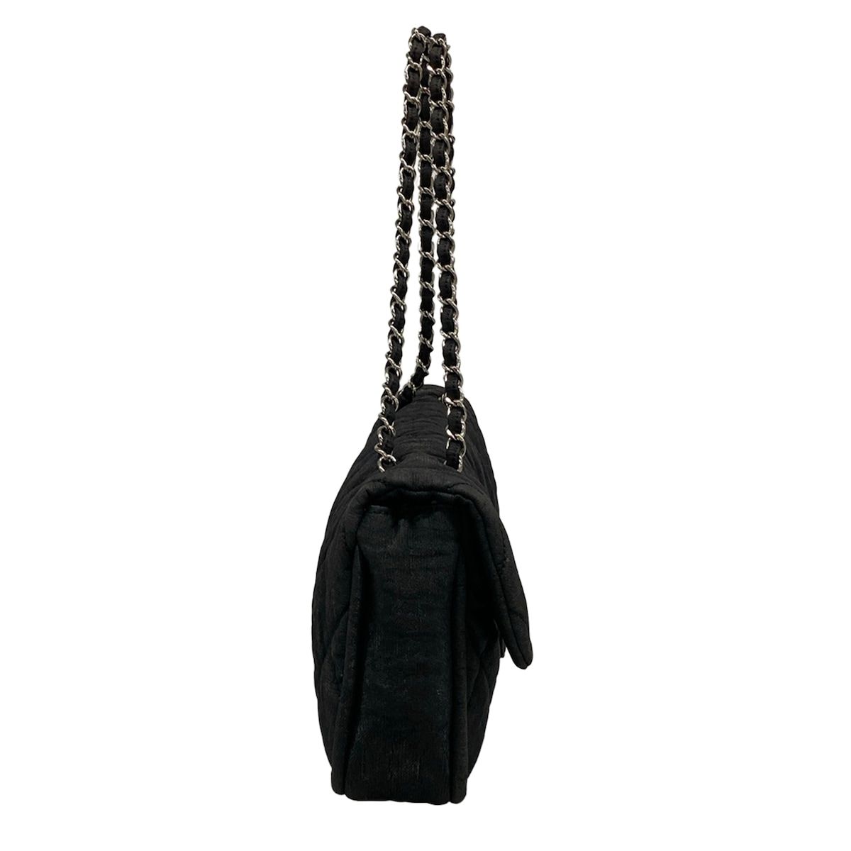 Chanel Shoulder Bag Quilted Black Chain Silver — view 2