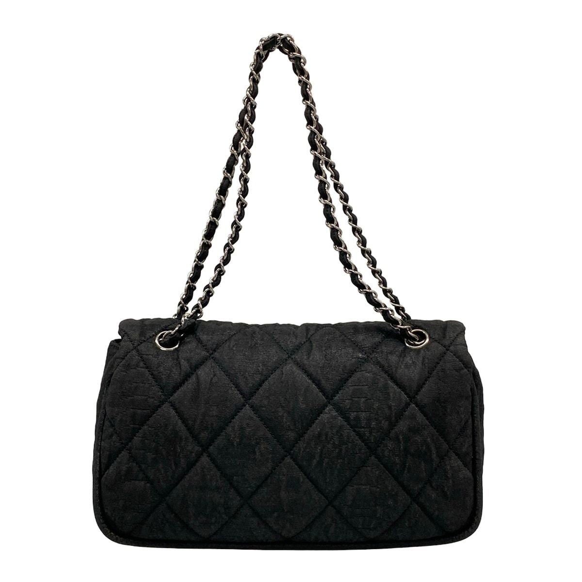 Chanel Shoulder Bag Quilted Black Chain Silver — view 3