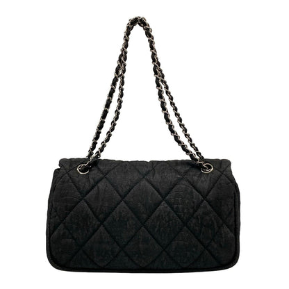 Chanel Shoulder Bag Quilted Black Chain Silver — view 3