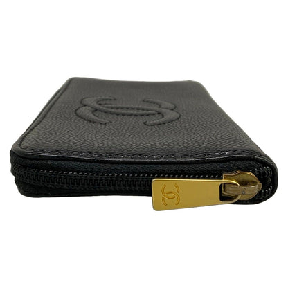 Chanel Wallet Black Zip Around Gold — view 9