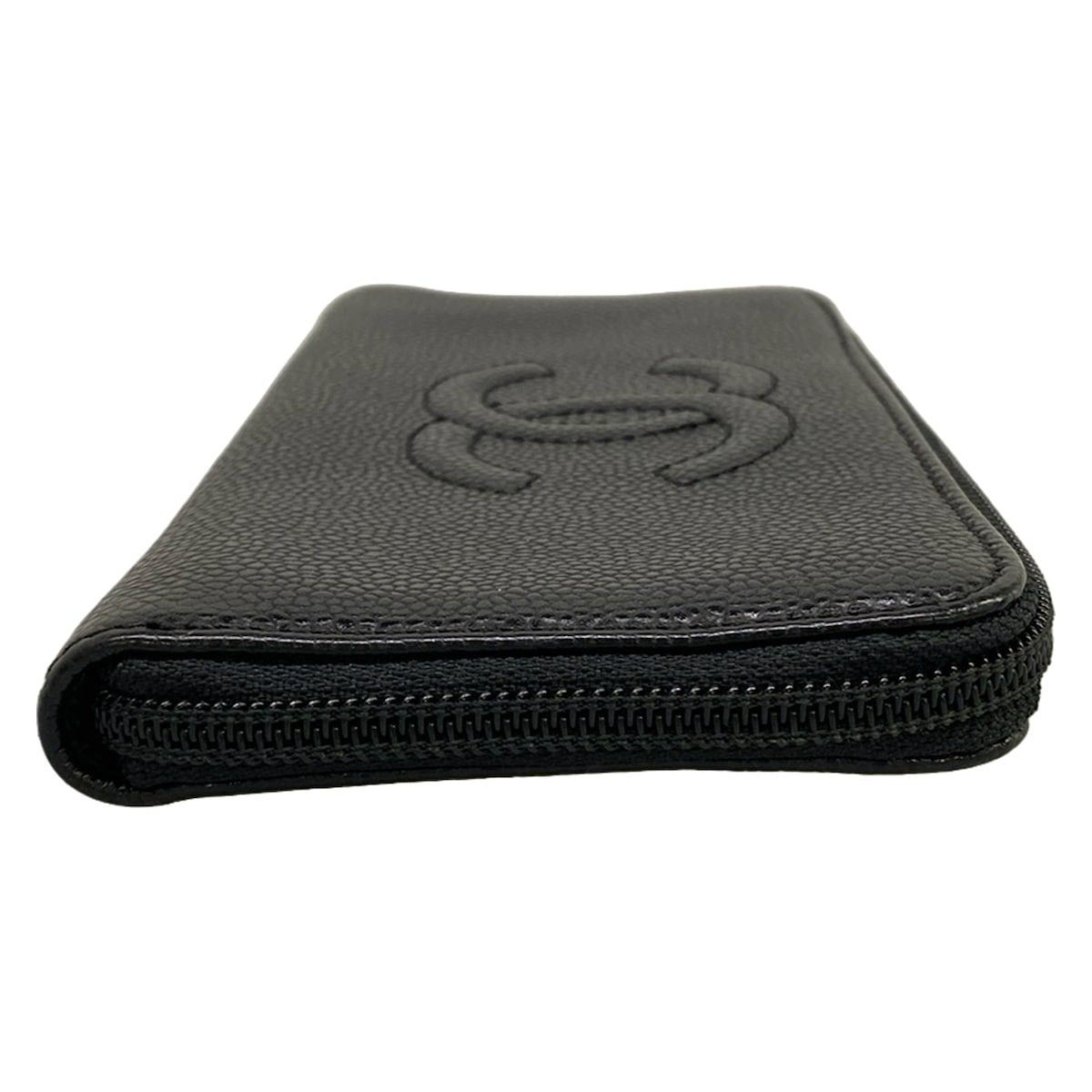 Chanel Wallet Black Zip Around Gold — view 8