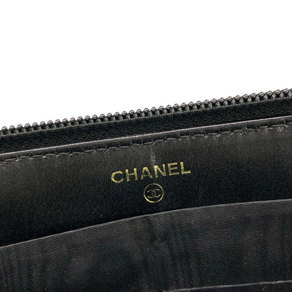 Chanel Wallet Black Zip Around Gold — view 5
