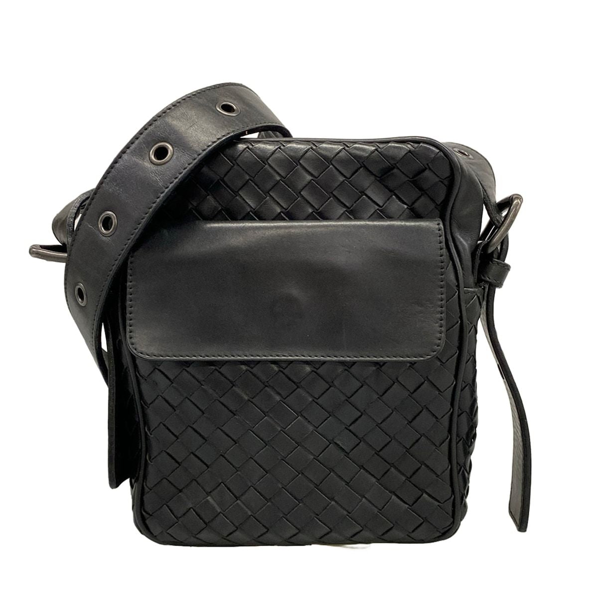 Bottega Veneta Shoulder Bag Intrecciato Black Leather