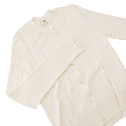 Hermes Cardigan Long Sleeve Frill Detail 40 White — view 3
