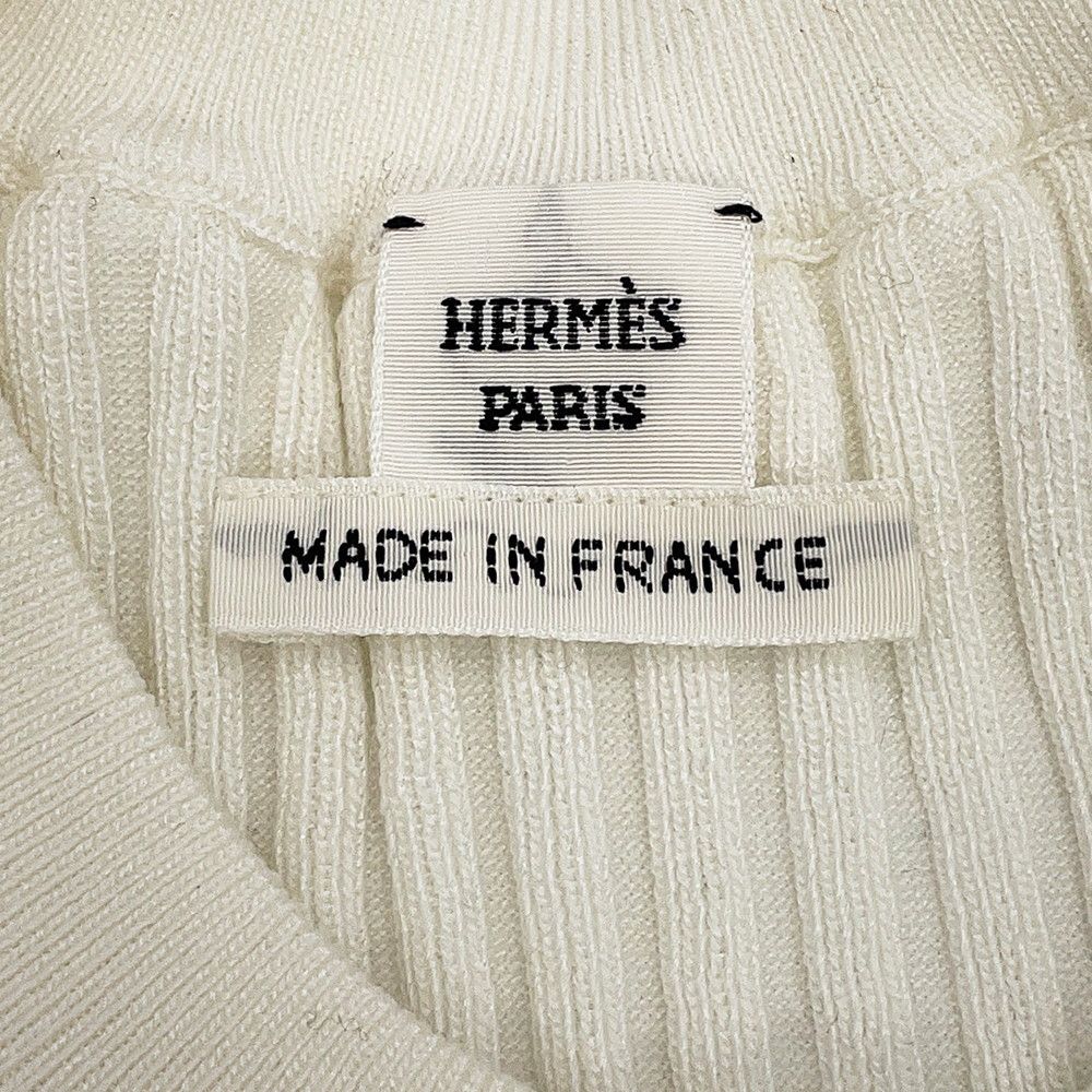 Hermes Cardigan Long Sleeve Frill Detail 40 White — view 5