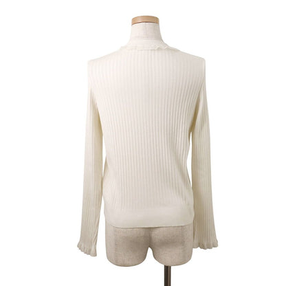 Hermes Cardigan Long Sleeve Frill Detail 40 White — view 2