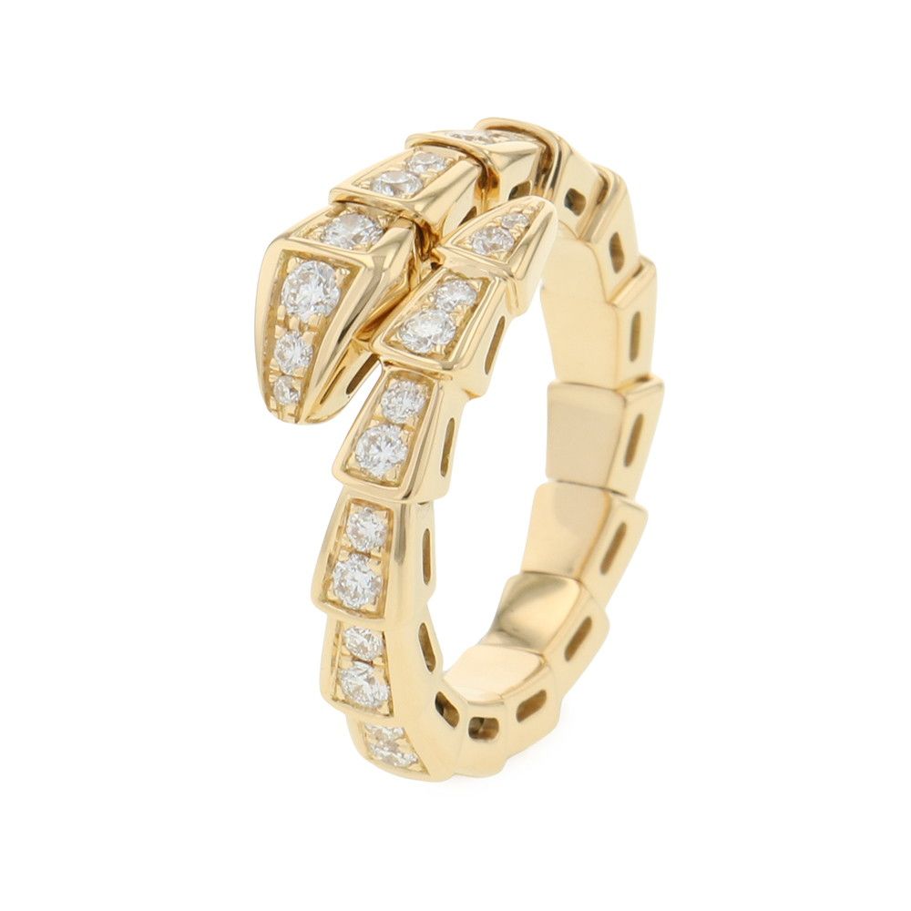 Bvlgari Bulgari Ring Serpenti Viper Single Coil Diamond Total 18k Yellow Gold