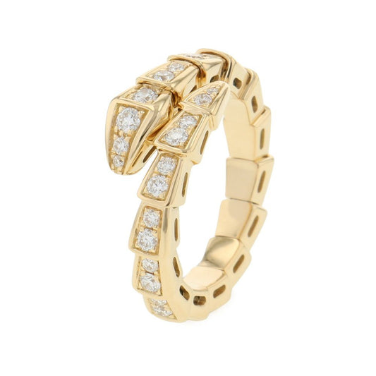 Bvlgari Bulgari Ring Serpenti Viper Single Coil Diamond Total 18k Yellow Gold