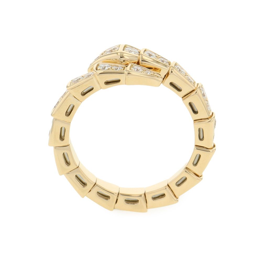 Bvlgari Bulgari Ring Serpenti Viper Single Coil Diamond Total 18k Yellow Gold — view 2