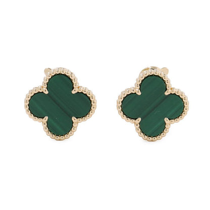 Van Cleef & Arpels Earrings Vintage Alhambra Malachite 18k Yellow Gold