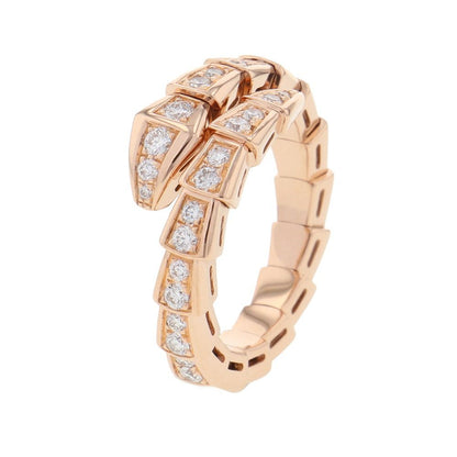 Bvlgari Bulgari Ring Serpenti Vipers Single Coil Diamond Total .66 Ct 18k PG