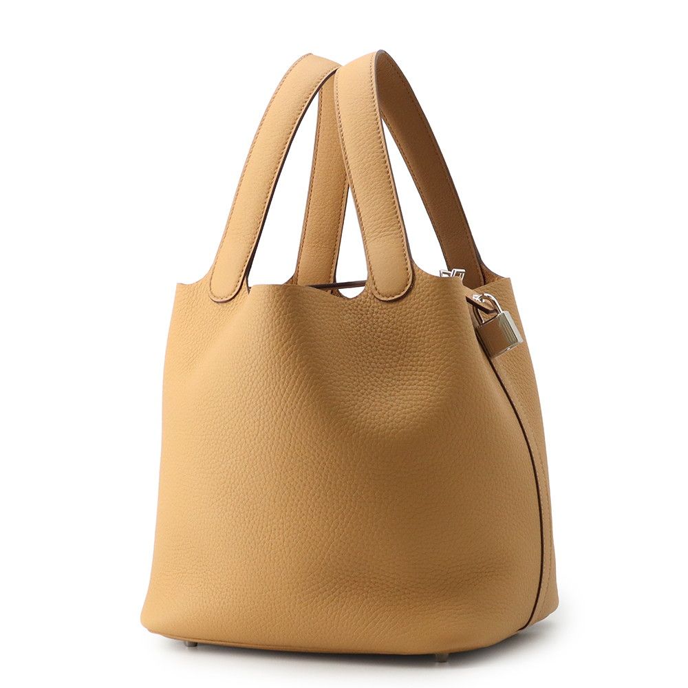 Hermes Handbag Picotin Lock MM Biscuit Silver Taurillon Clemence — view 2