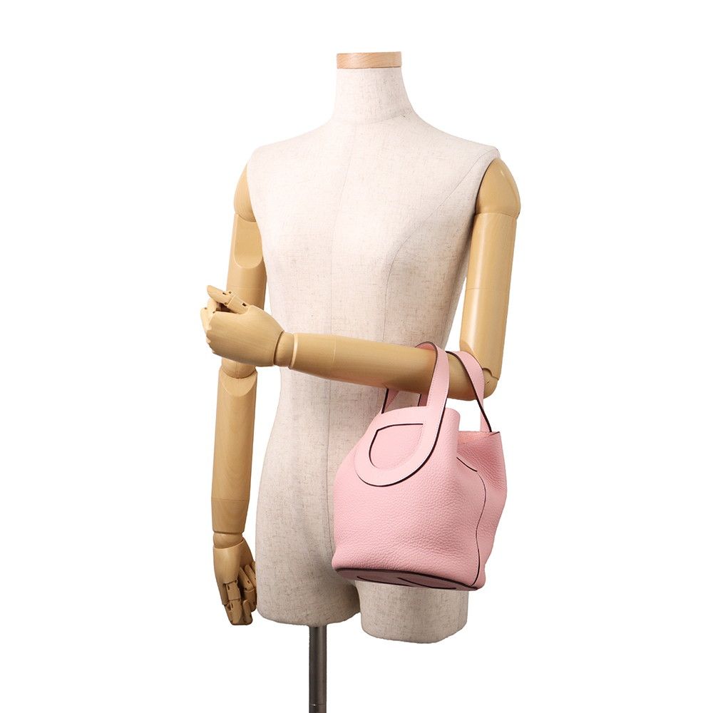 Hermes Tote in the Loop 18 Rose Sakura Silver Taurillon Clemence Swift — view 4
