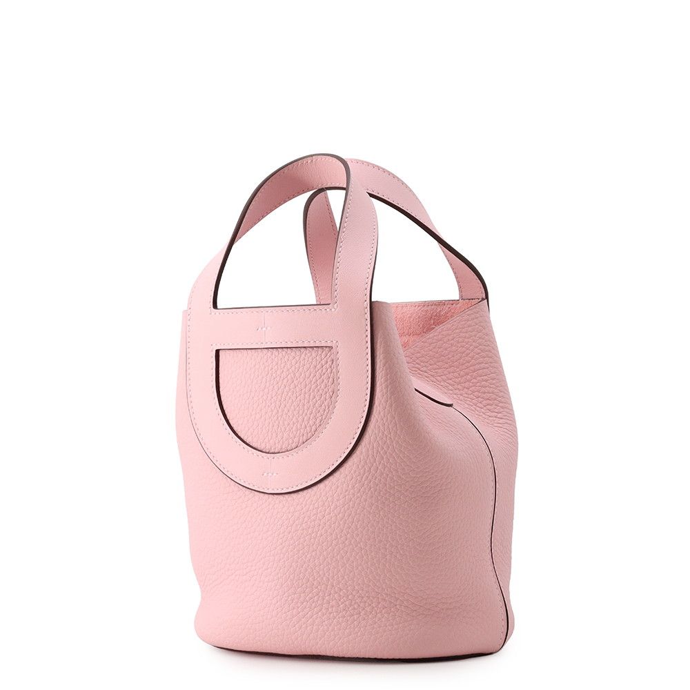 Hermes Tote in the Loop 18 Rose Sakura Silver Taurillon Clemence Swift — view 2