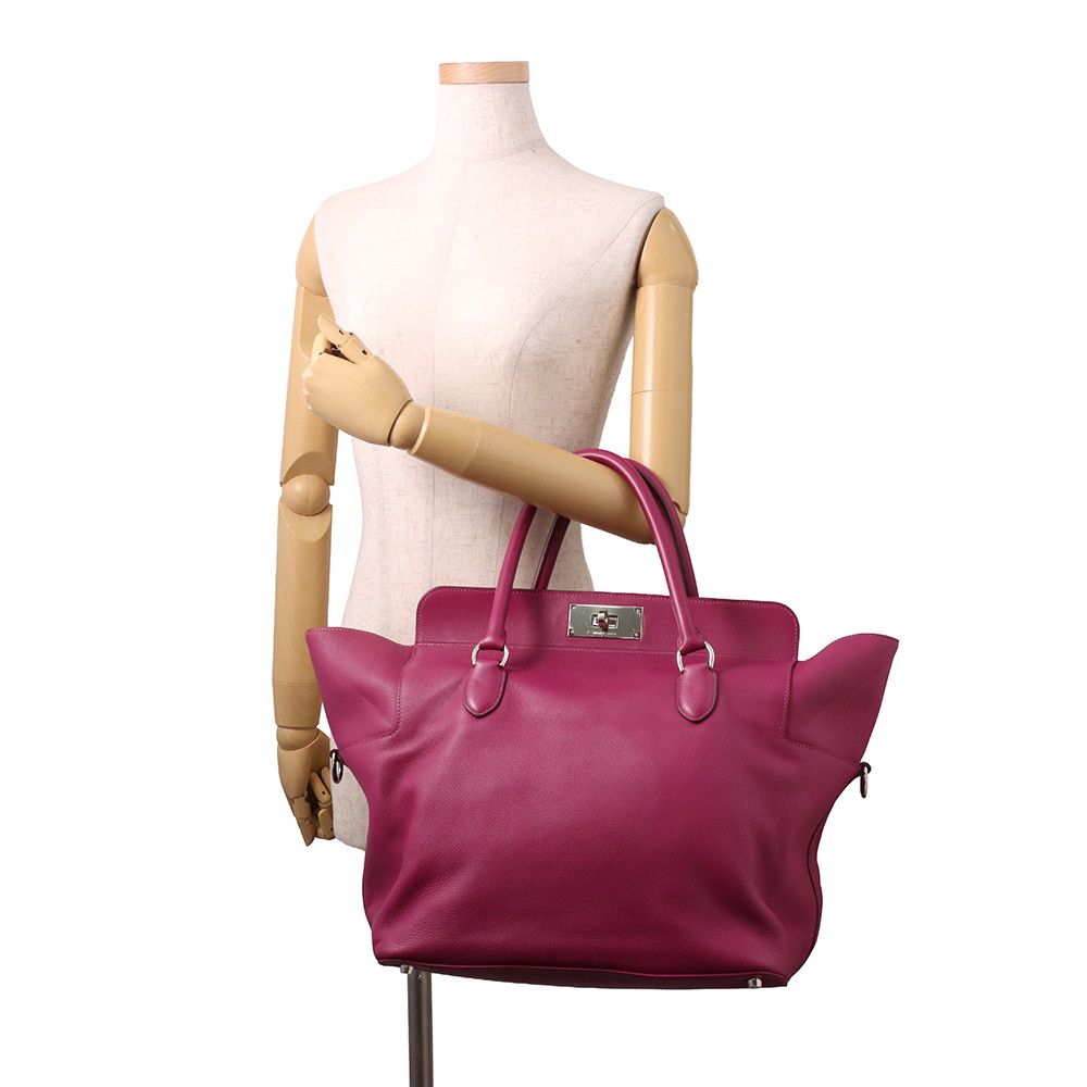 Hermes Handbag Lubox 33 Magnolia Silver Swift 2-Way — view 4
