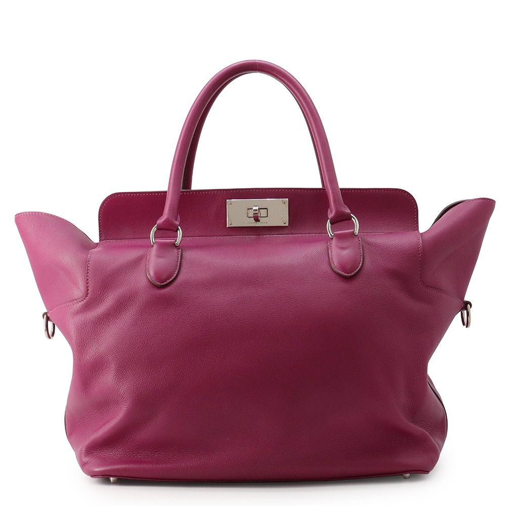 Hermes Handbag Lubox 33 Magnolia Silver Swift 2-Way