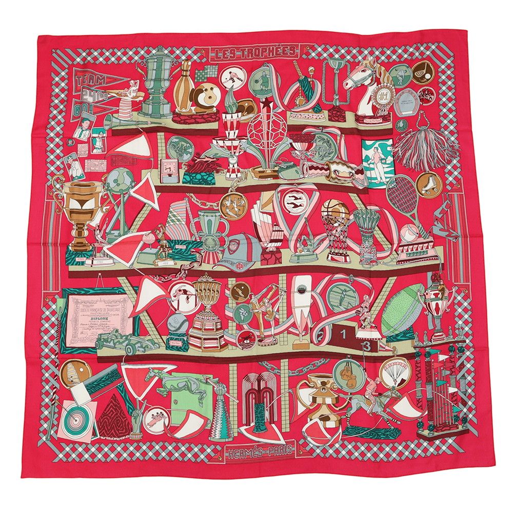 Hermes Shawl Carre 140 les Trophees Cashmere Silk Scarf