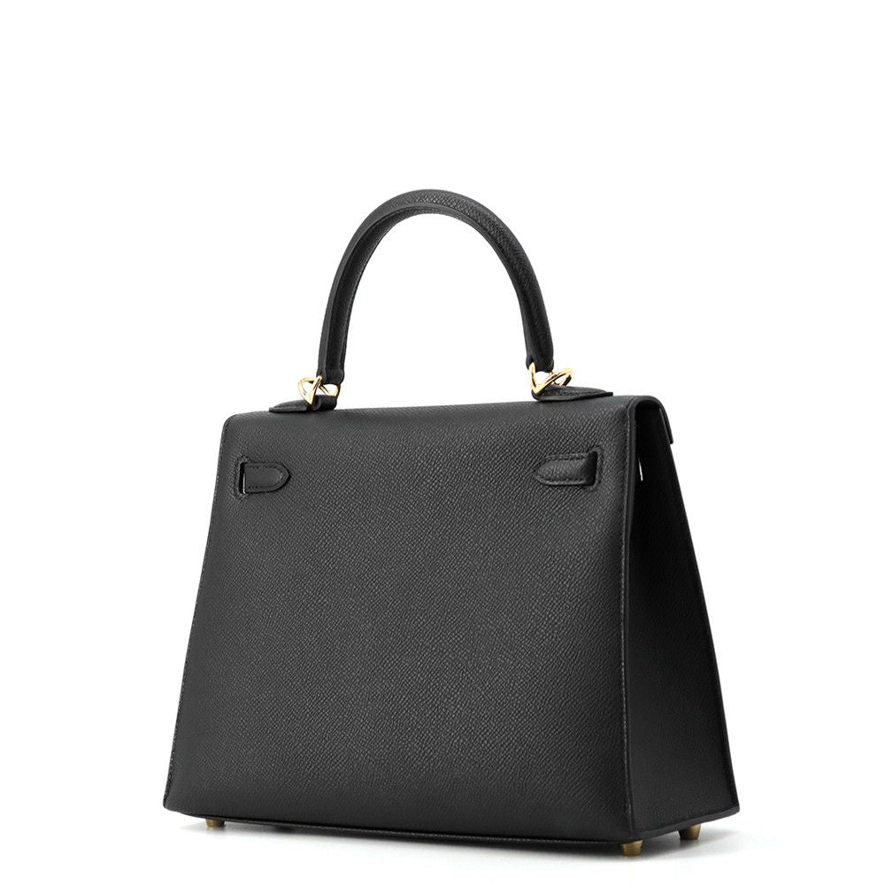 Hermes Handbag Kelly 25 Sellier Black Gold Epsom 2-Way — view 2
