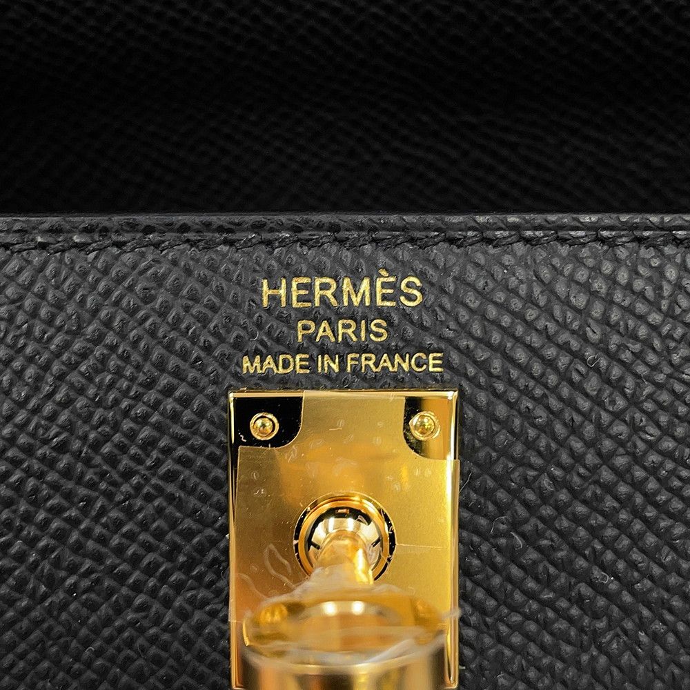 Hermes Handbag Kelly 25 Sellier Black Gold Epsom 2-Way — view 6
