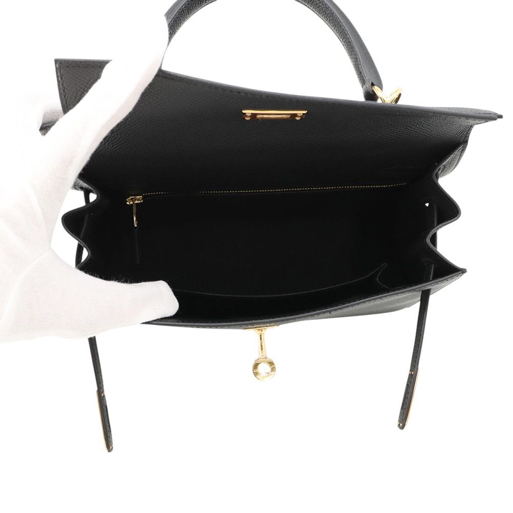 Hermes Handbag Kelly 25 Sellier Black Gold Epsom 2-Way — view 5
