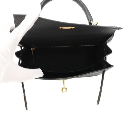 Hermes Handbag Kelly 25 Sellier Black Gold Epsom 2-Way — view 5