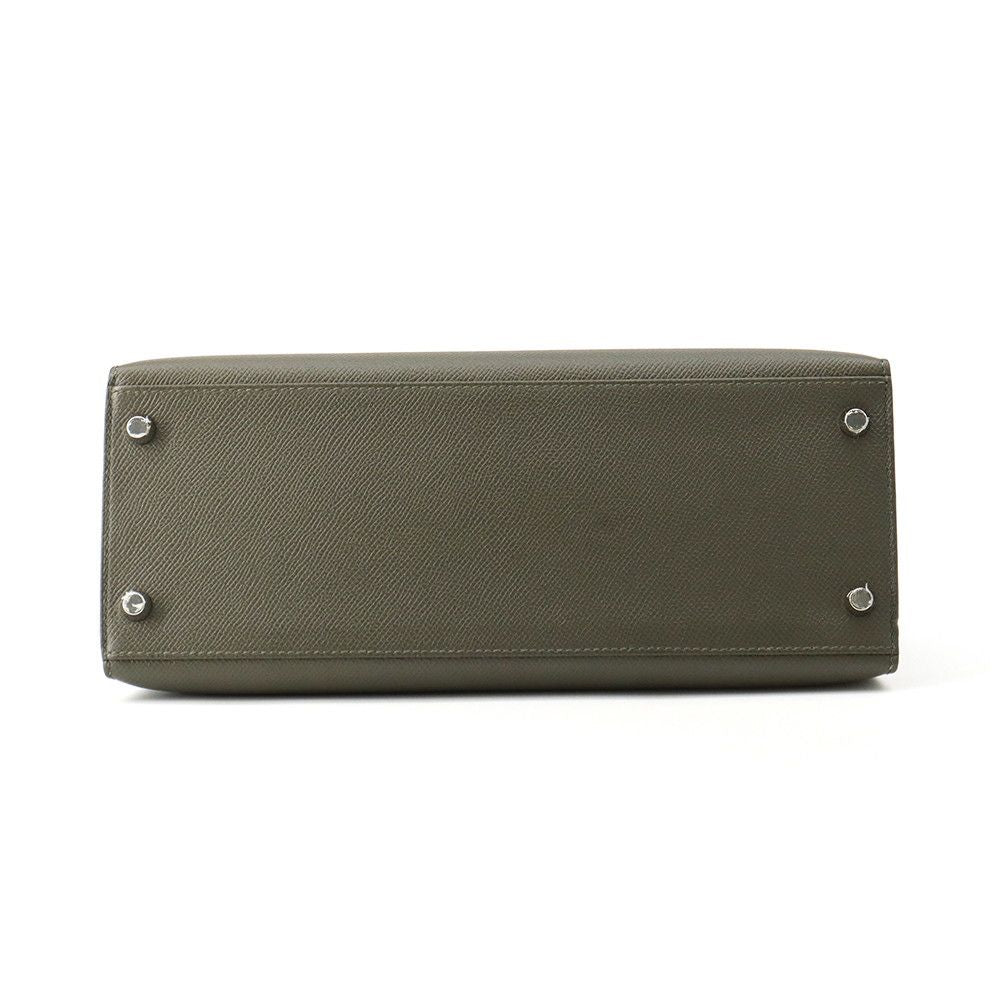 Hermes Handbag Kelly 28 Sellier Vert Grease Silver Epsom 2-Way — view 3