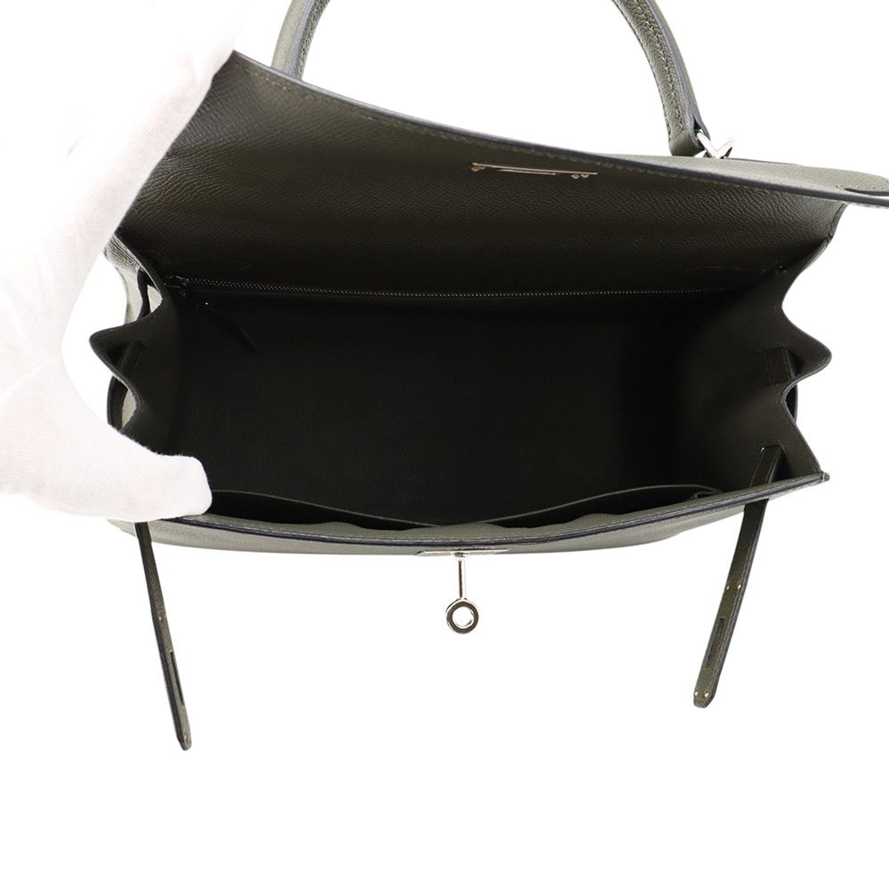 Hermes Handbag Kelly 28 Sellier Vert Grease Silver Epsom 2-Way — view 6