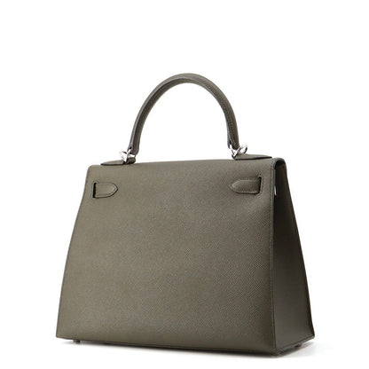 Hermes Handbag Kelly 28 Sellier Vert Grease Silver Epsom 2-Way — view 2
