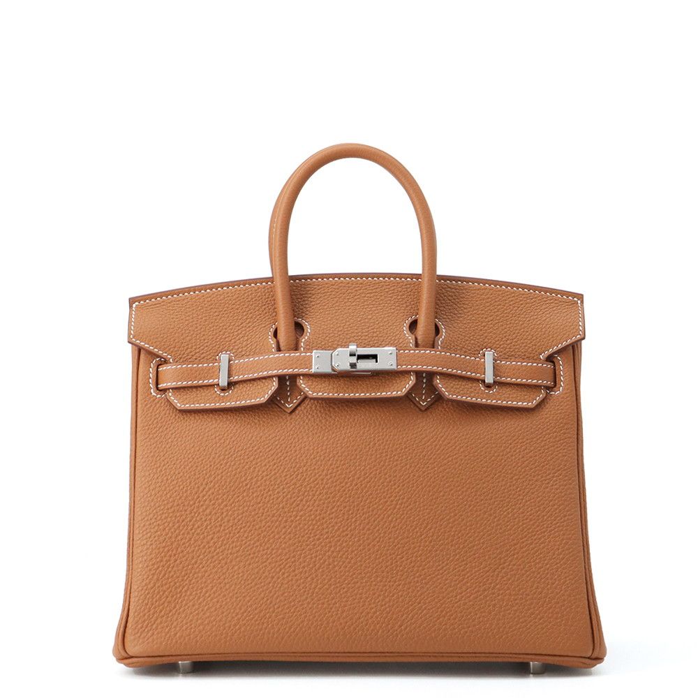 Hermes Birkin 25 Gold Silver Togo Handbag