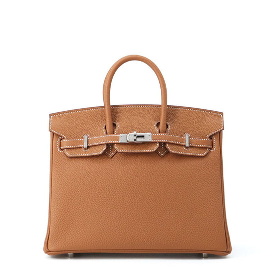 Hermes Birkin 25 Gold Silver Togo Handbag