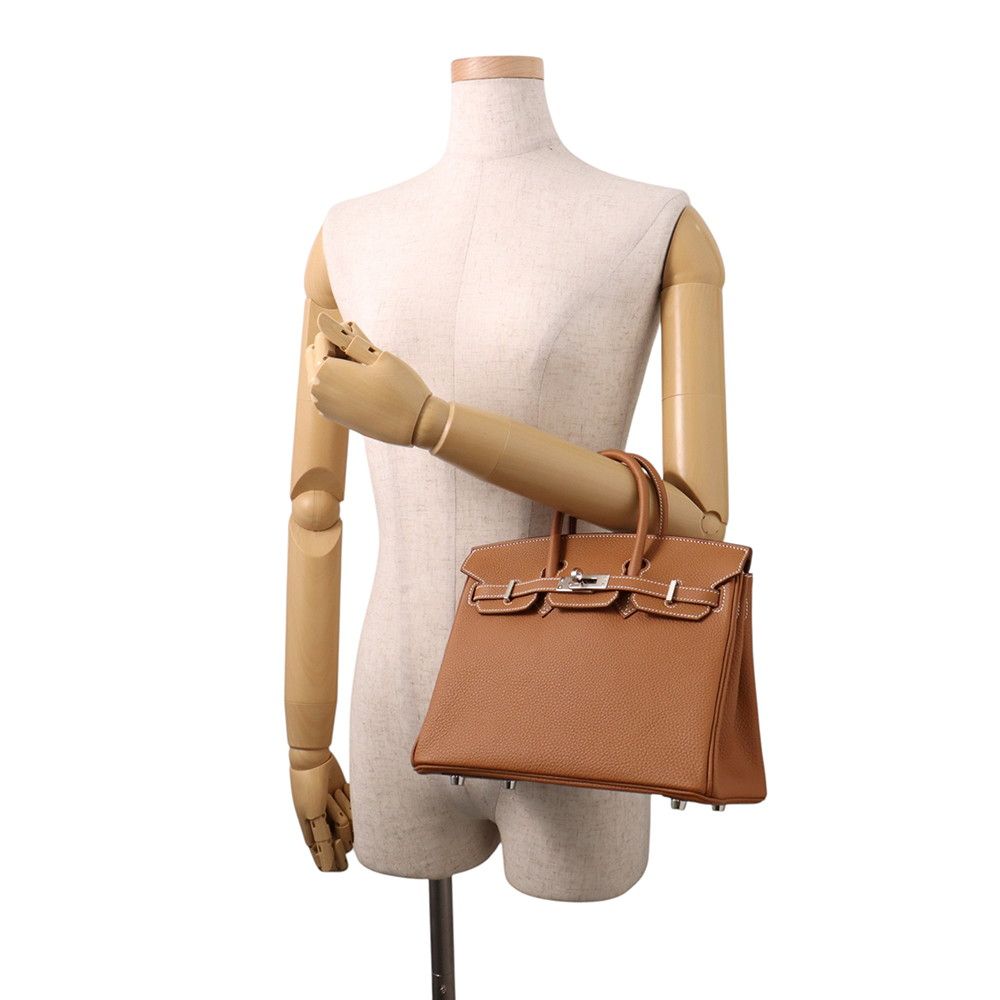 Hermes Birkin 25 Gold Silver Togo Handbag — view 4