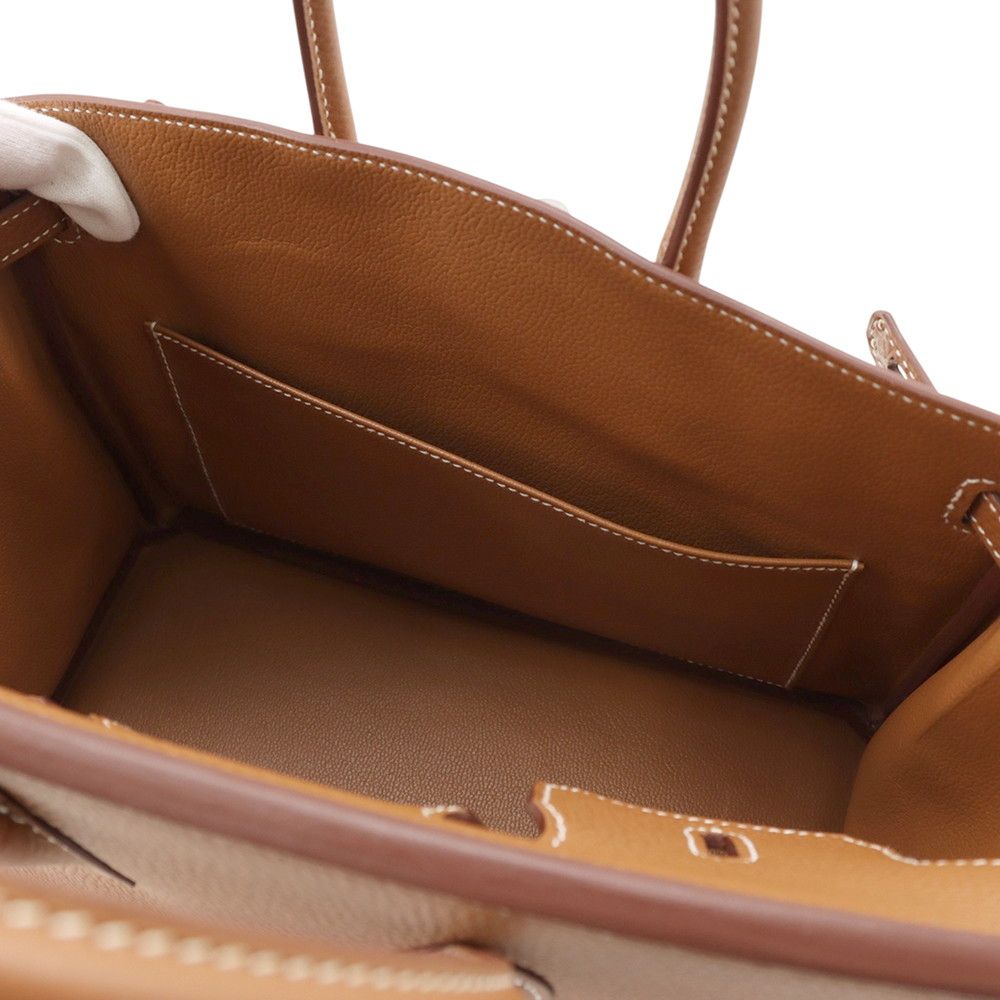 Hermes Birkin 25 Gold Silver Togo Handbag — view 6