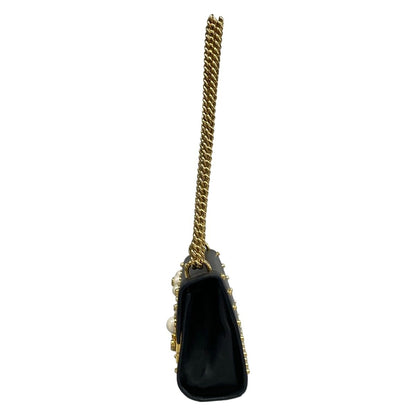Gucci Shoulder Bag Padlock Black Ivory Studs Faux Pearl Leather — view 3