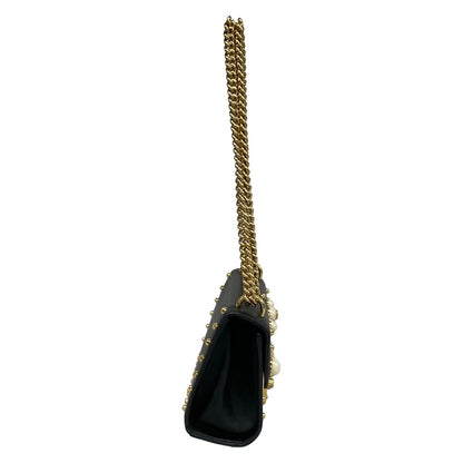 Gucci Shoulder Bag Padlock Black Ivory Studs Faux Pearl Leather — view 4