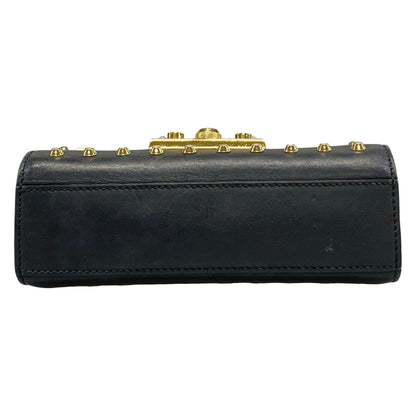 Gucci Shoulder Bag Padlock Black Ivory Studs Faux Pearl Leather — view 5