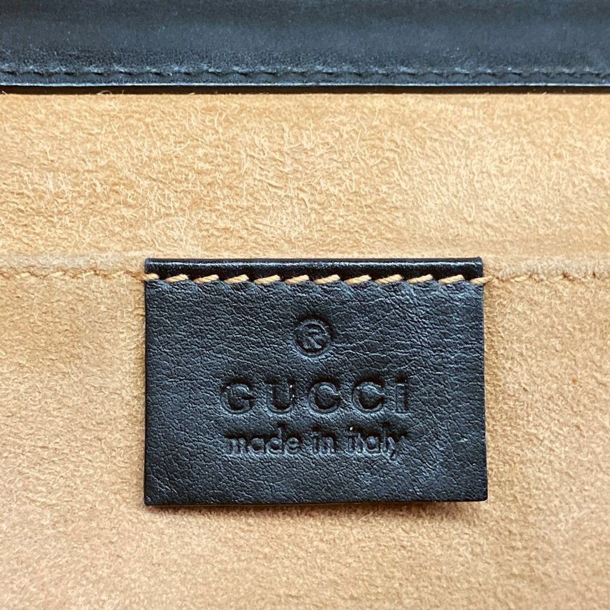 Gucci Shoulder Bag Padlock Black Ivory Studs Faux Pearl Leather — view 8