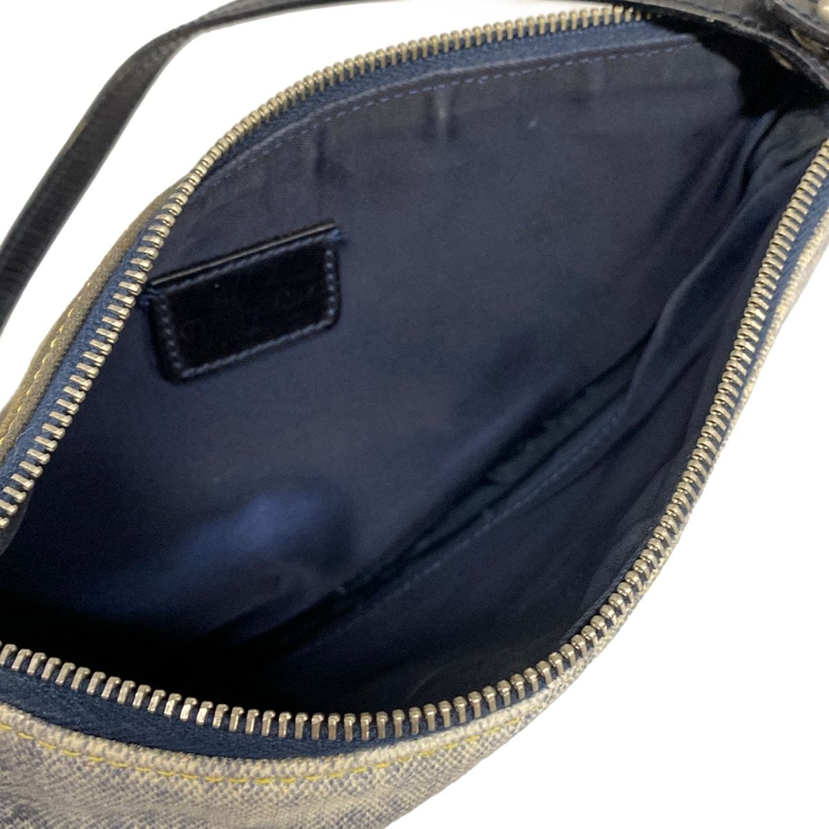 Dior Handbag Saddle Pouch Dark Gray Light Blue Navy Denim Print Leather — view 7