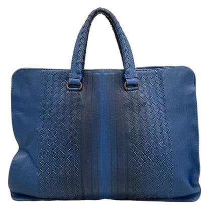 Bottega Veneta Business Bag Intrecciato Blue Navy Leather