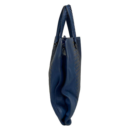 Bottega Veneta Business Bag Intrecciato Blue Navy Leather — view 2