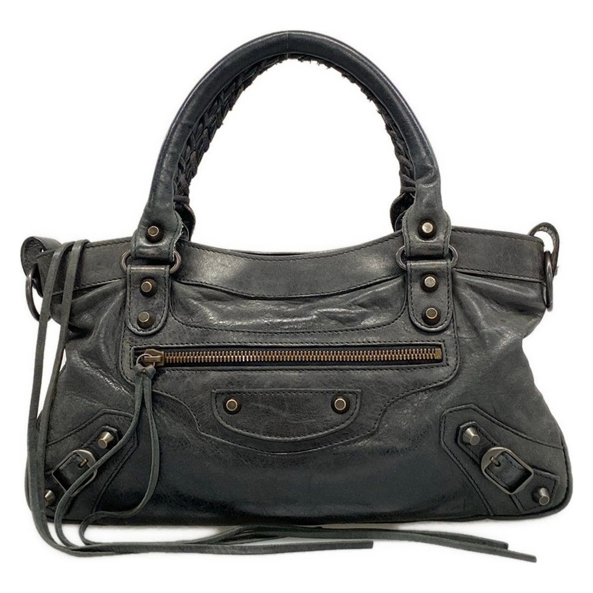 Balenciaga Handbag the Fast Dark Green Leather