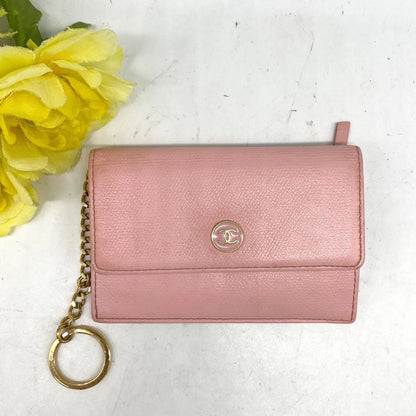 Chanel Card Case Fixed Era Fragment Key Ring Coco Button Pink — view 2