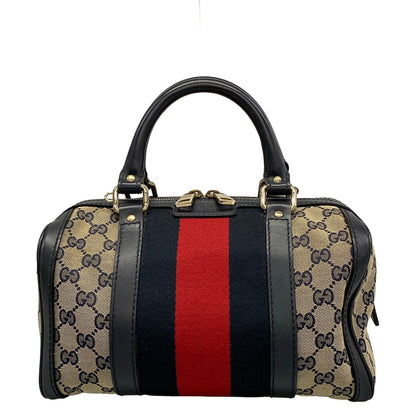 Gucci Handbag Joy GG Pattern Ivory Navy Red Leather