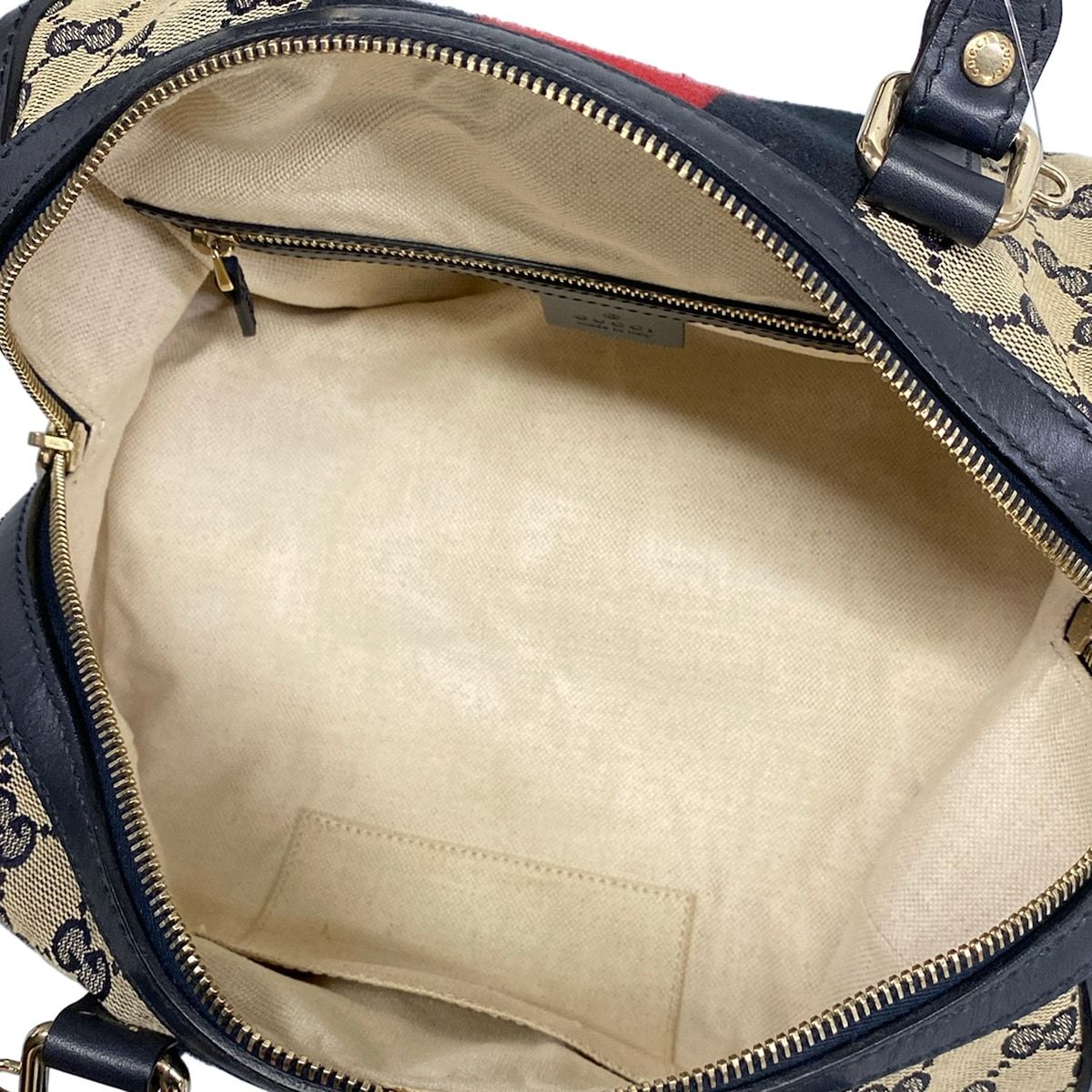 Gucci Handbag Joy GG Pattern Ivory Navy Red Leather — view 7